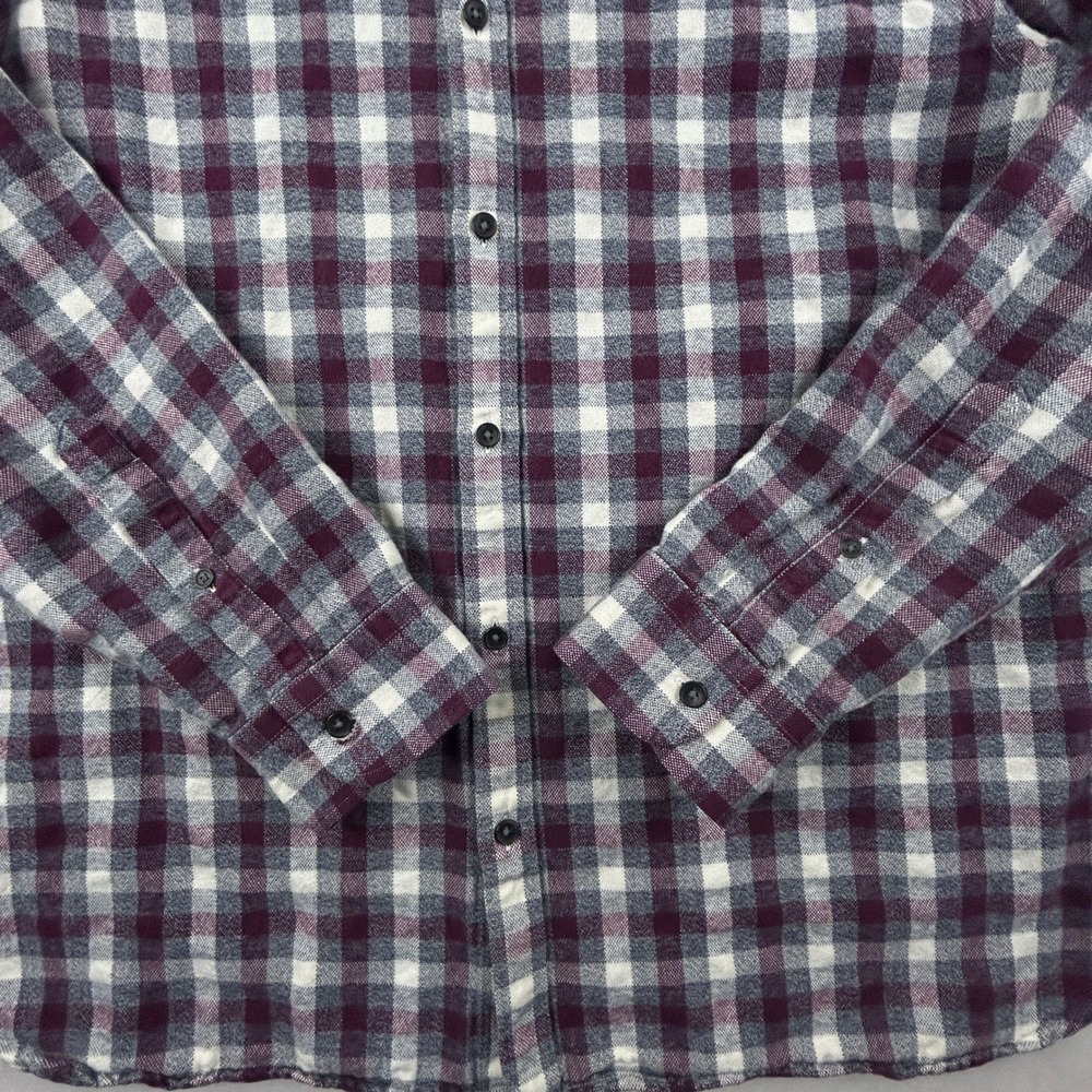 Black Brown 1826 Heavy Flannel Shirt Mens‎ XL Burgundy Gray Plaid Long Sleeve - Picture 5 of 15